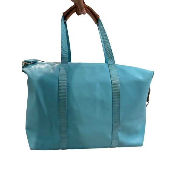 Jon Hart The Weekender Travel Bag Blue Coated Canvas Duffle Tote Luggage - Picture 5 of 11